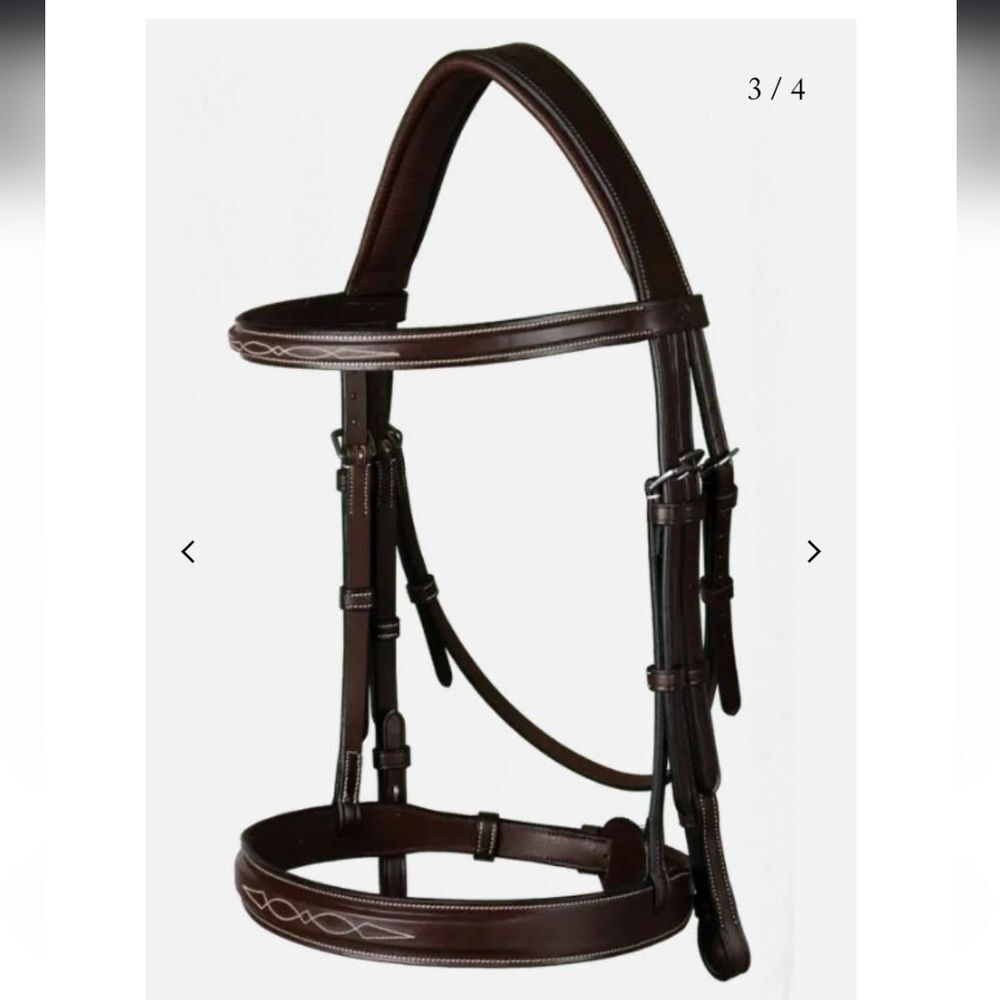 NWT Dy'on Fancy Stitched Cavesson Hunter Noseband Bridle In Brown - Picture 1 of 11